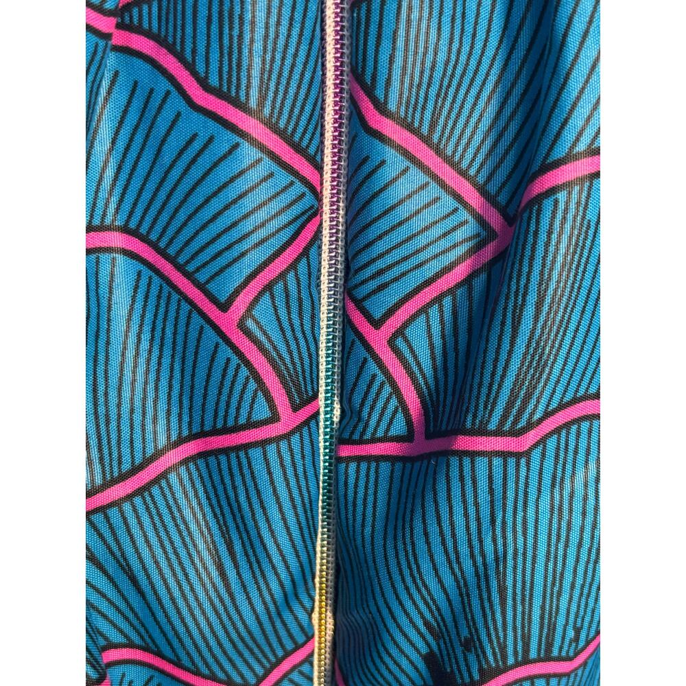 Melmikay’s Blue Pink African Ankara Floral Print Flowing Midi Skirt High Waist - Picture 8 of 9